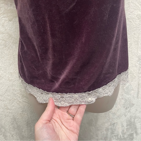 New York & co Y2K purple Velvet Camisole with Lace Trim boho witchy whimsigoth M - Picture 6 of 8